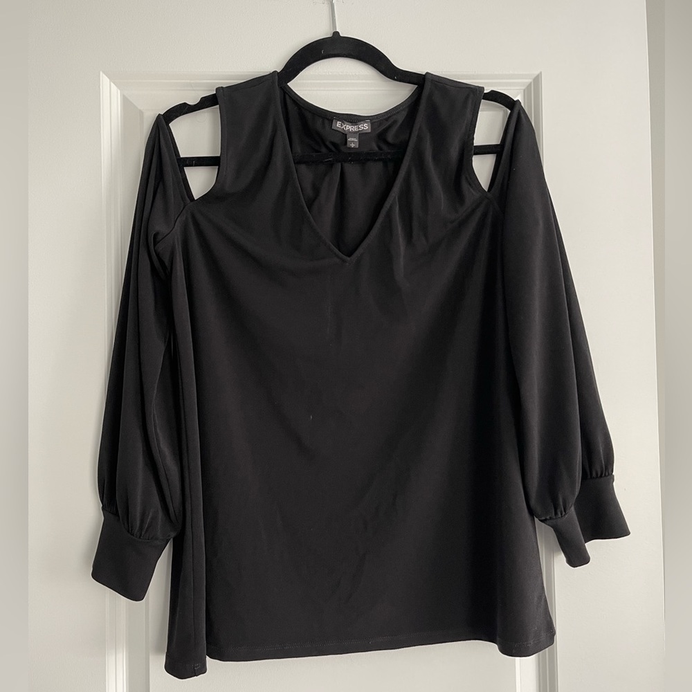 Large Express Black Cold Shoulder top